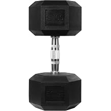 HulkFit Single Rubber Coated Hex Dumbbells, Anti-Roll Hand Weights, Non-Slip Ergonomic Handle Low Odor for Home Gym