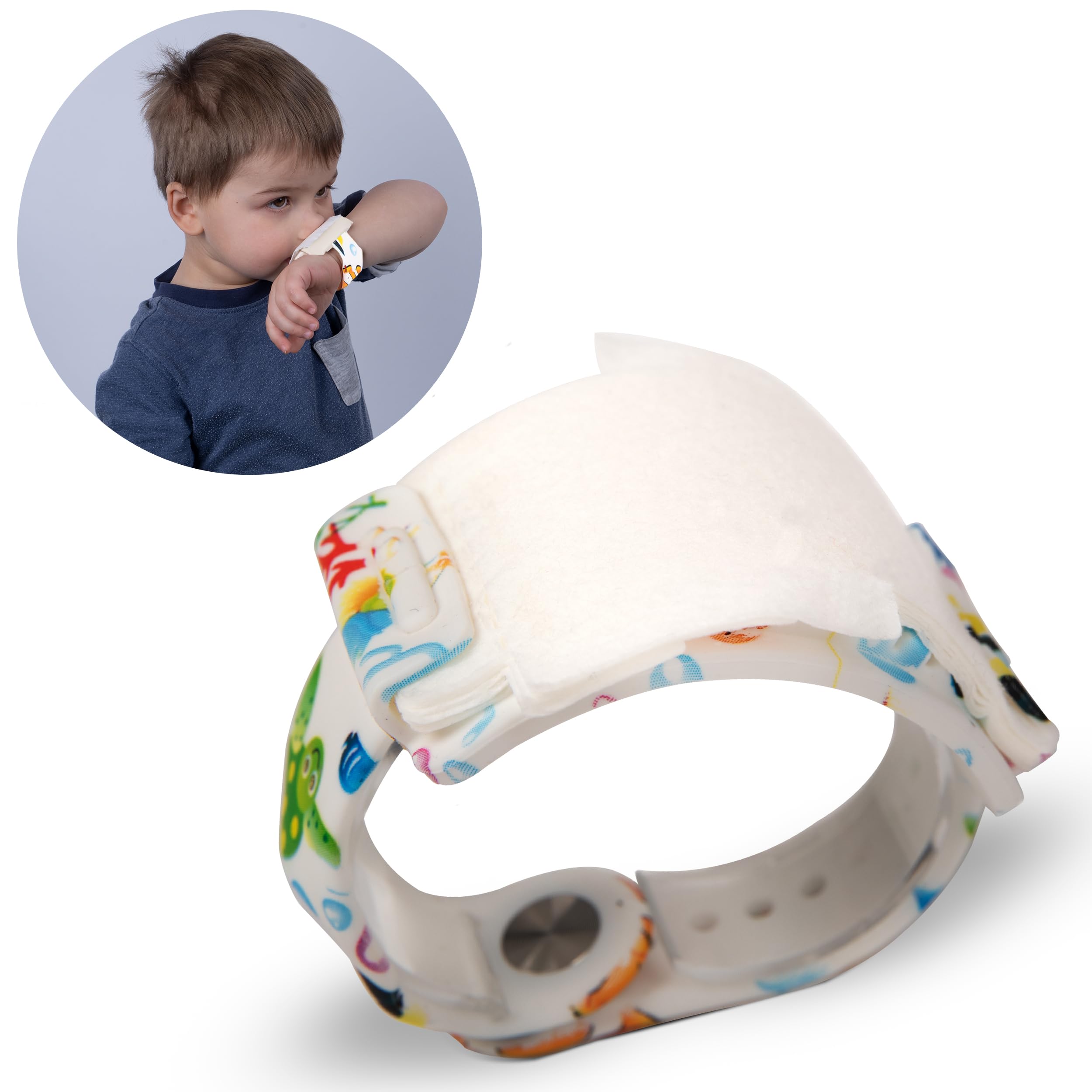 Wipeband NOSE WIPES- Unique Wristband with tissues for kids. Solution to Kid's RUNNY NOSE. Has 6 layers of Laminated, Soft tissues. INTUITIVE, EASY and EFFECTIVE. Say goodbye to dirty hands & clothes.