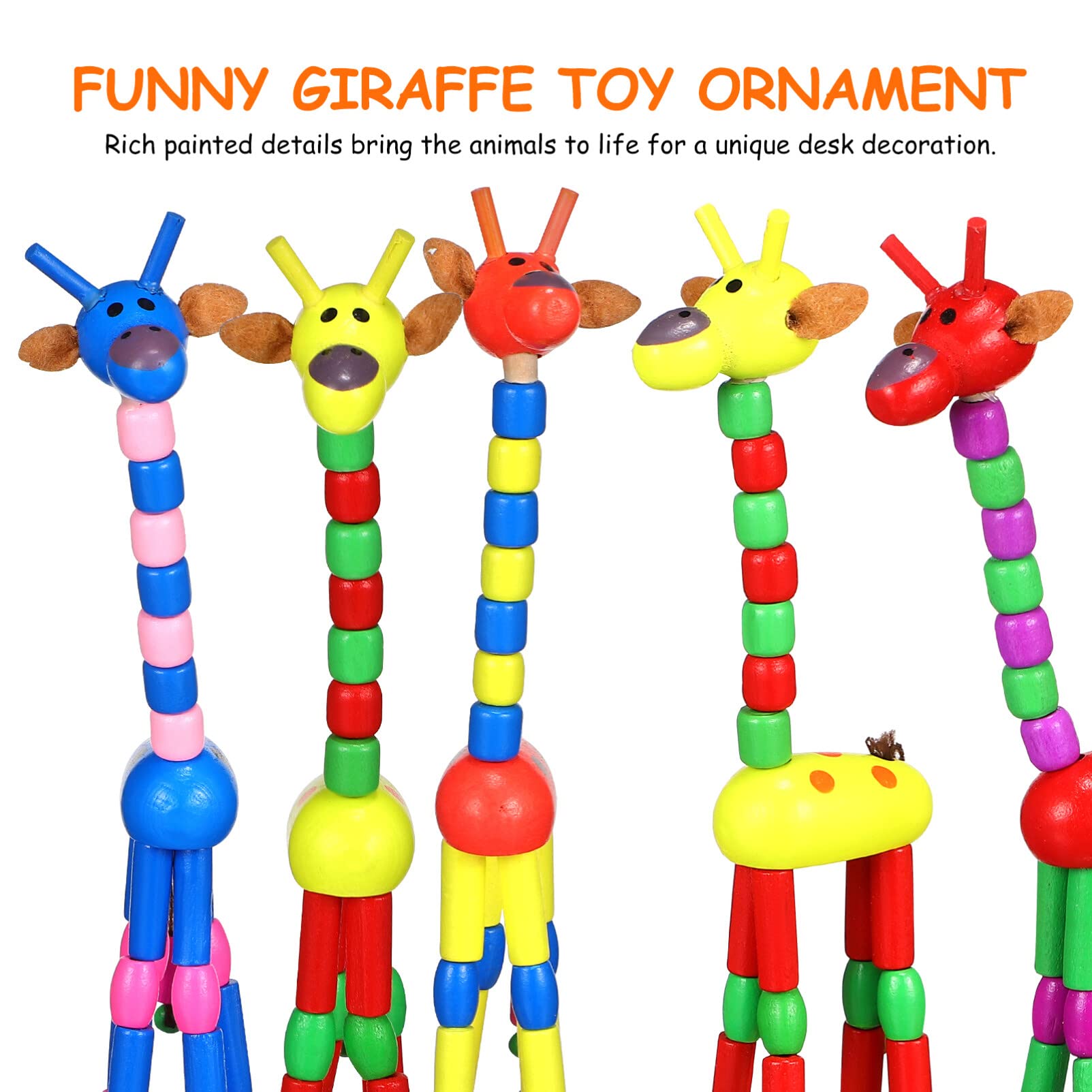 SAFIGLE 15 Pcs Bendable Wooden Giraffe Finger Puppets:Push Up Press Base Thumb Finger Puppets for Kids - Image 4