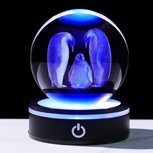Vista 19 de YWHL - Bola de cristal 3D con figura de medusa lunar, base LED colorida con láser, regalos de medusa para mujeres y hombres en Navidad y cumpleaños
