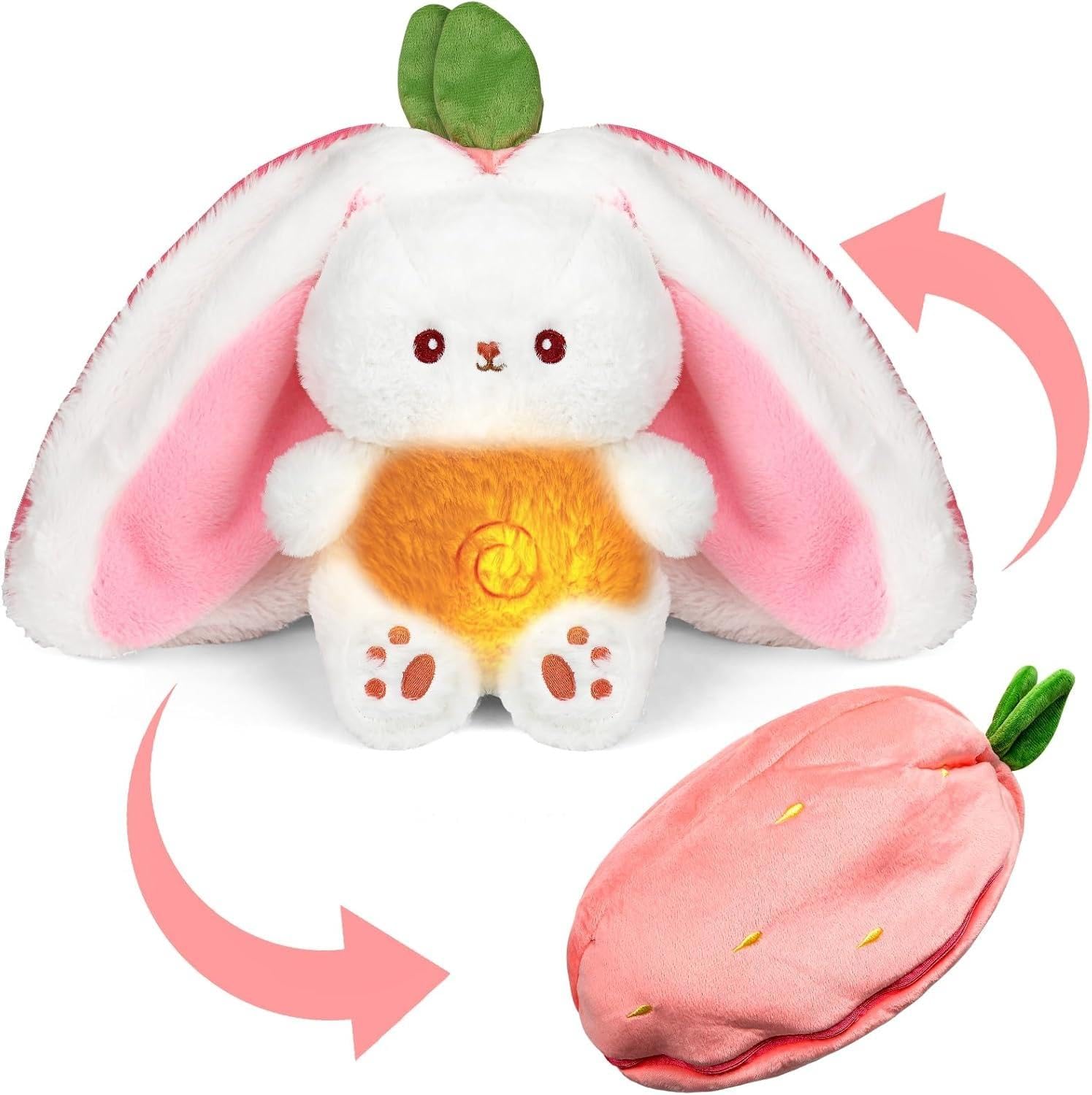 AVS Sleeping Breathing Reversible Bunny with Music and Light Soft Toy for Girls Huggable Heart Beat Plush Toys for Kids & Babies Cuddly Animal Stuff Huggable Gifts for Toddlers 30 cm (White/Pink)-image-46