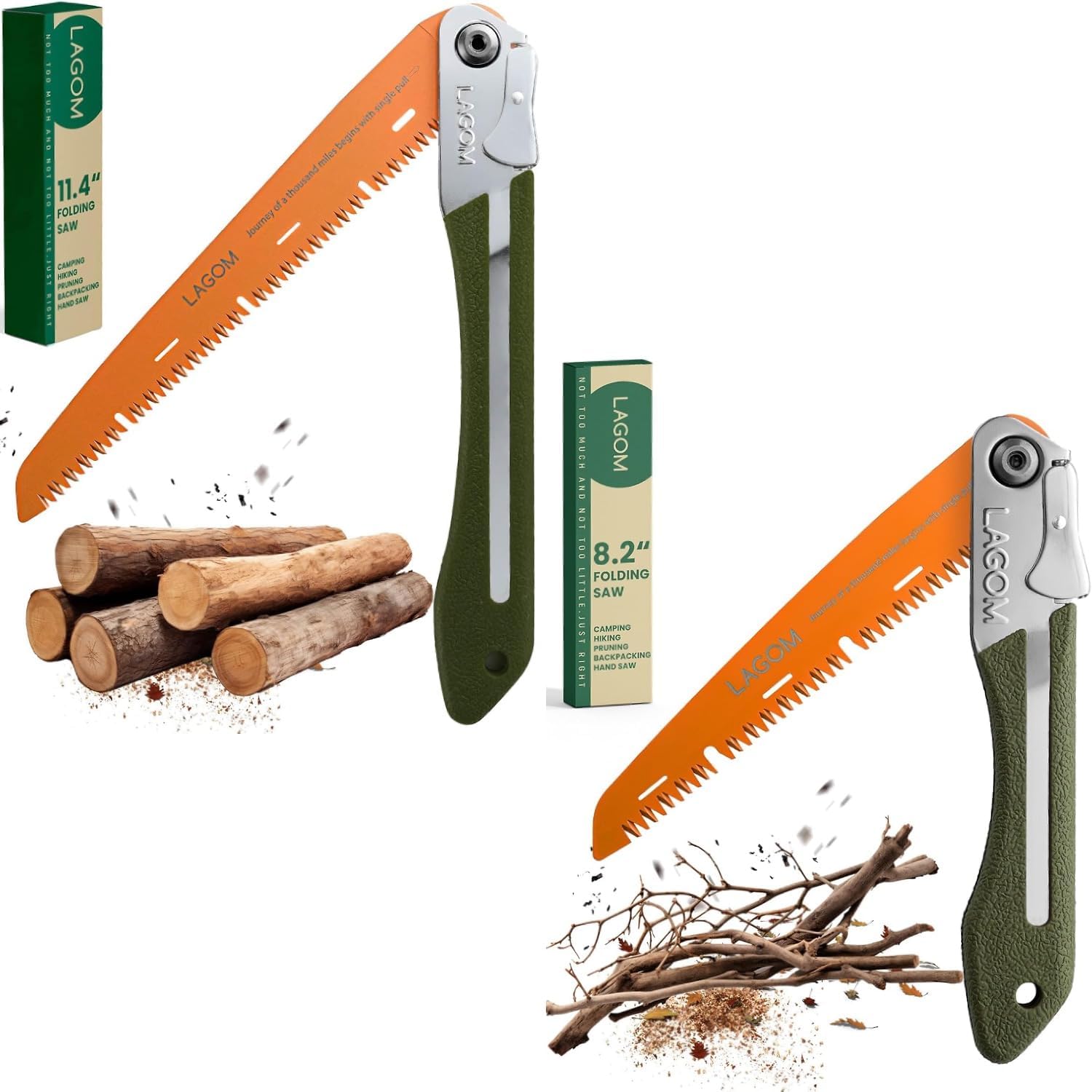 LAGOM Folding Saw 2 Pack: 11.4" Straight + 8.2" Straight
