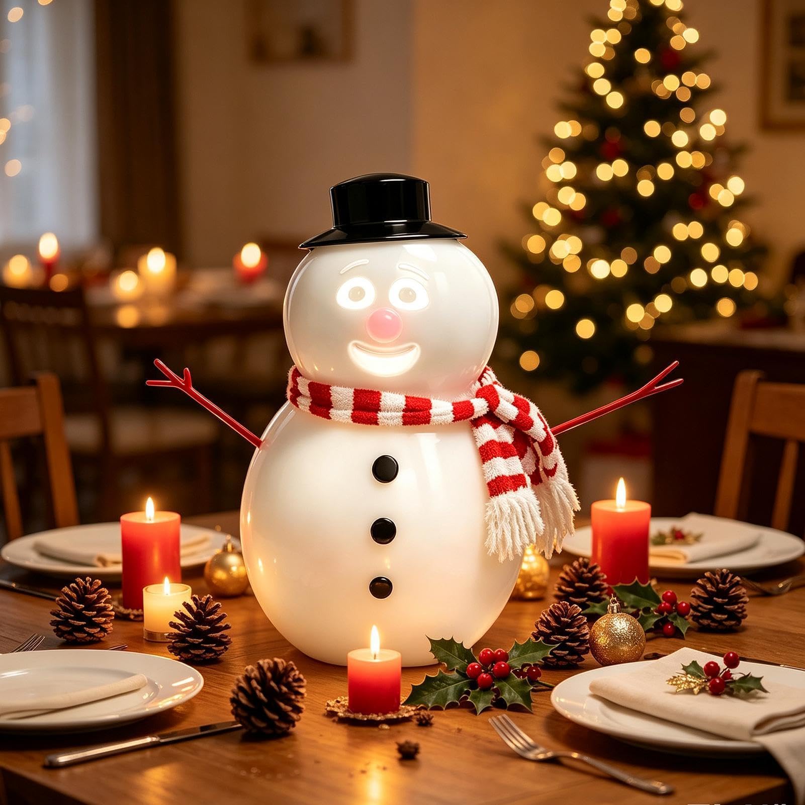 Statuine Pupazzo di Neve Addobbo Casa Animato Occhiolino a Batteria