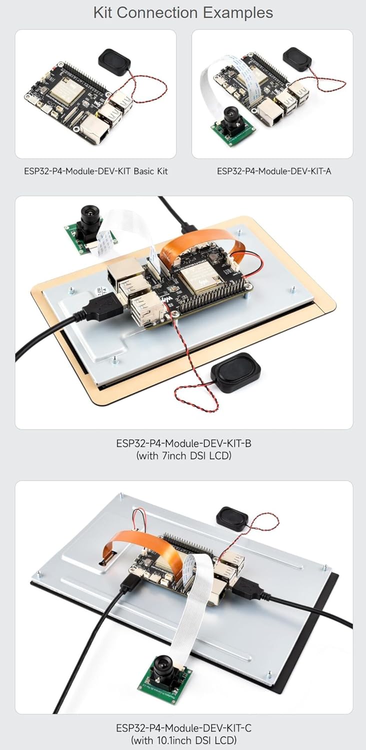 ESP32-P4-Module High-Performance Development Board, Based On ESP32-P4 and ESP32-C6, Supports Wi-Fi 6 and BLE 5, with 7"-DSI-Touch-A (ESP32-P4-Module-DEV-KIT-B)