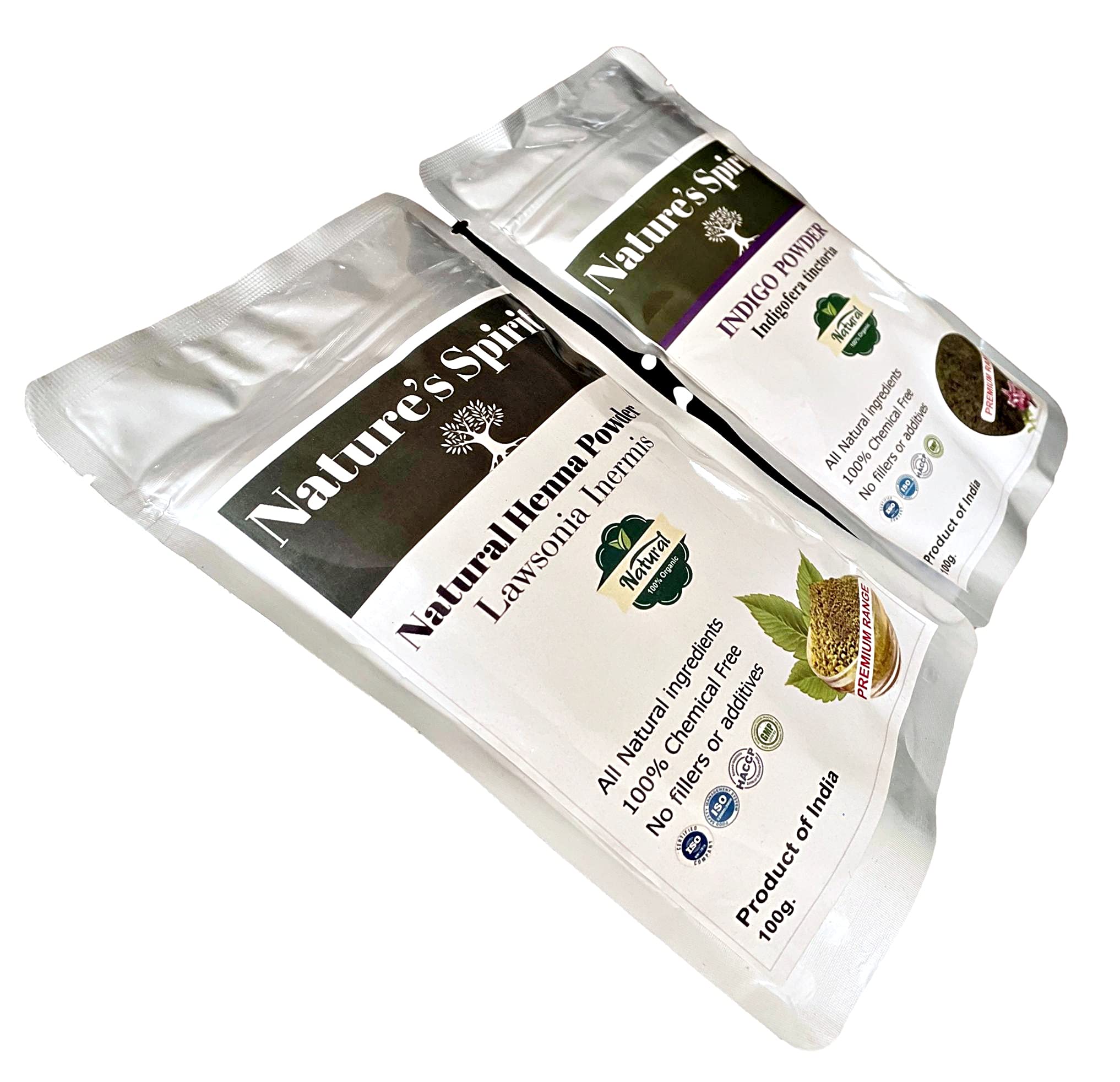 Indigo & Henna Powder 2 x 100gNatural Hair Dye for Dark brown to Black Hair Shades Premium