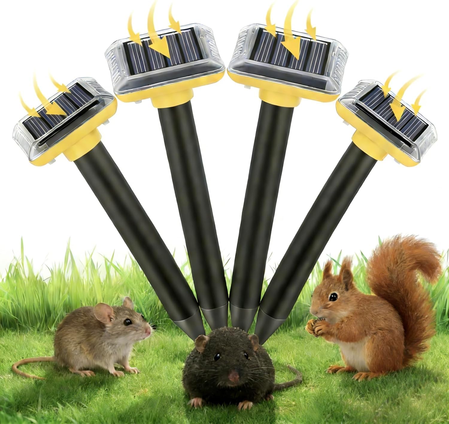 Repellente per animali ad ultrasuoni, a ultrasuoni per espellere arvicole, IP66, impermeabile, contro animali del suolo come talpe, arvicole, formiche, serpenti