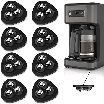 Appliance Slider, 8 Pack Self Adhesive Mini Caster Wheels, Appliance Rollers, 360 Swivel Universal Rollers, Appliance Sliders for Kitchen Appliances, for Coffee Maker, Countertop, Storage Box