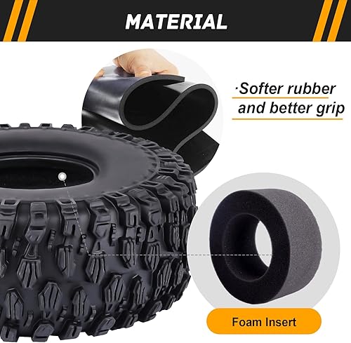 Miniatura 3 de Ruedas y neumáticos Beadlock de aluminio 1.9 con espuma para TRX4 Axial SCX10 II III RR10 Wraith Redcat Gen 8 Scout II RC4WD Escala 1/10 RC Crawler