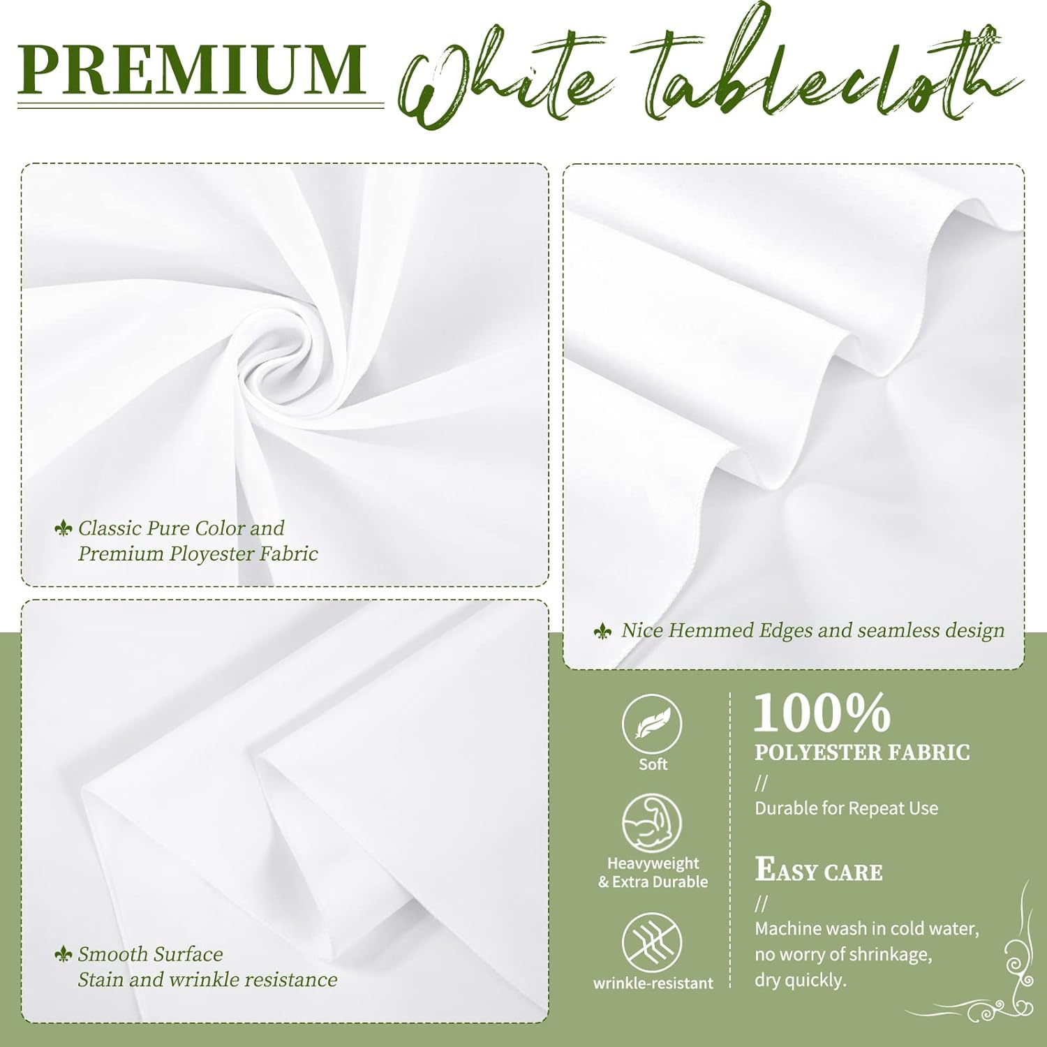 YMHPRIDE 10 Pack White Round Tablecloths 90 Inch - Circle Bulk Polyester Fabric Washable Table Cloth Cover for Wedding Party Banquet Buffet Restaurant