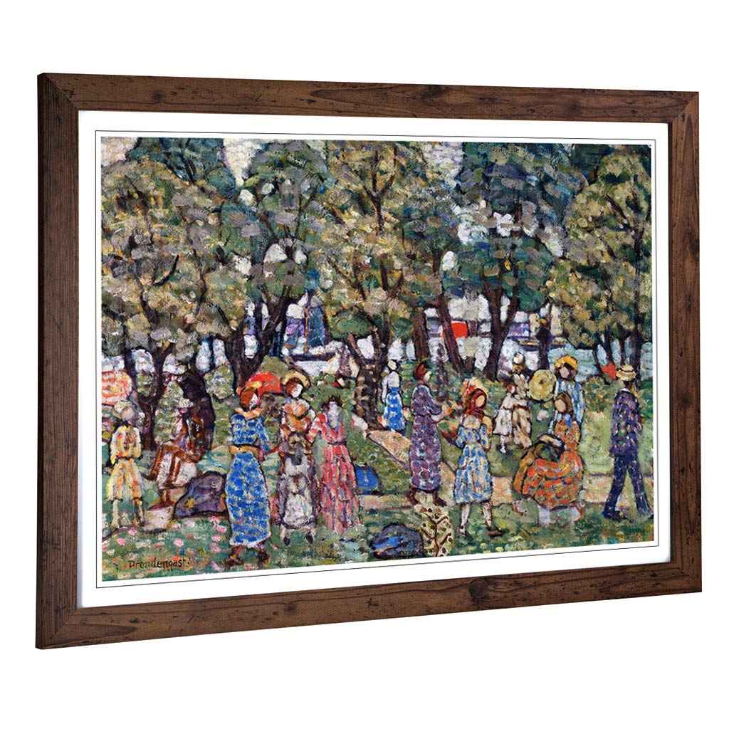 Big Box Art Framed Print of Maurice Pendergrast Under The Trees Design | Wall Art Picture | Home Decor for Kitchen, Living Room, Bedroom, Hallway, Walnut, A2 / 24.5x18 Inch / 62x45cm