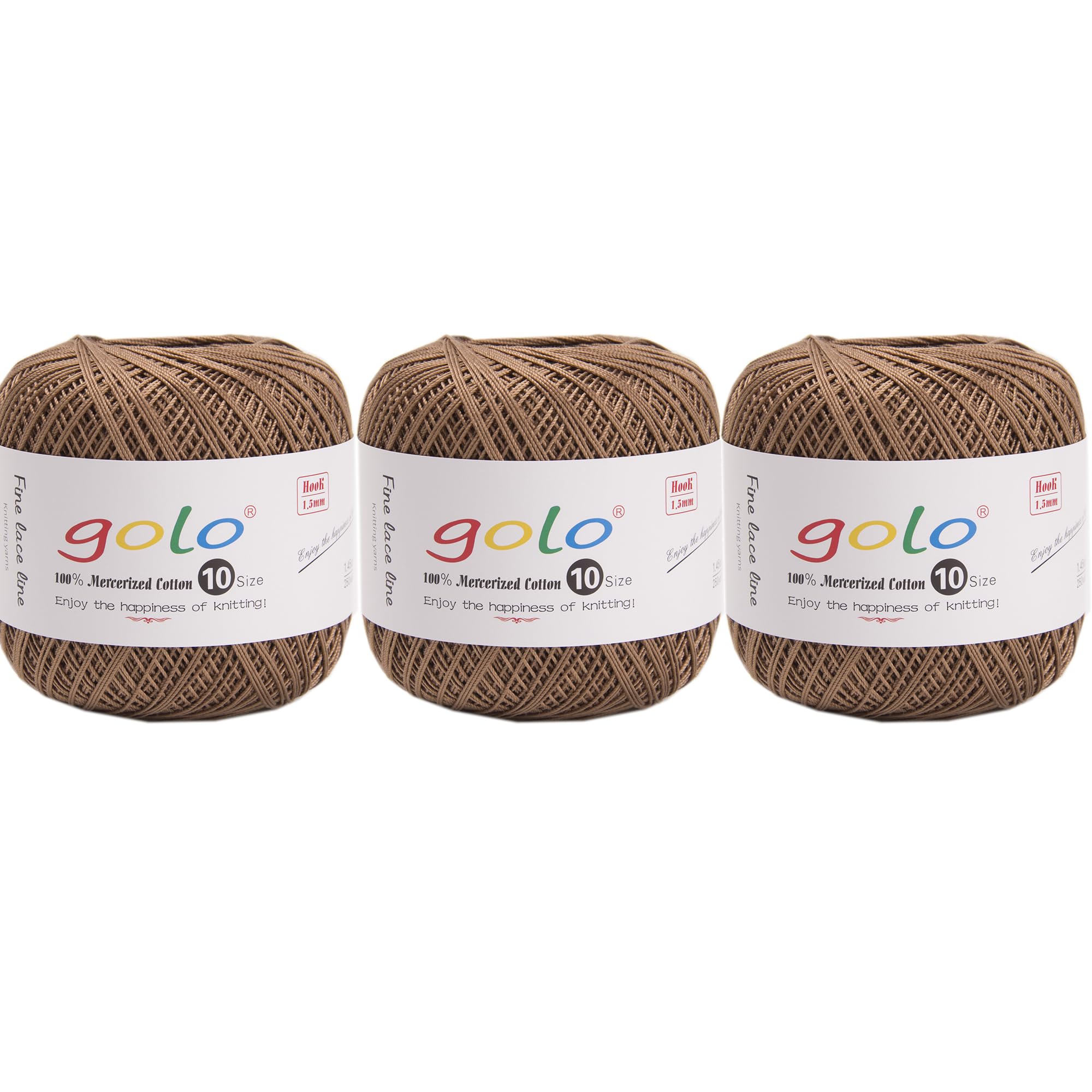 golo 3 Balls Crochet Thread Yarn for Hand Knitting Crochet Yarn 736 Gold Brown, 000-736 Gold Brown, 40g/228m (1.44 oz/250yd)
