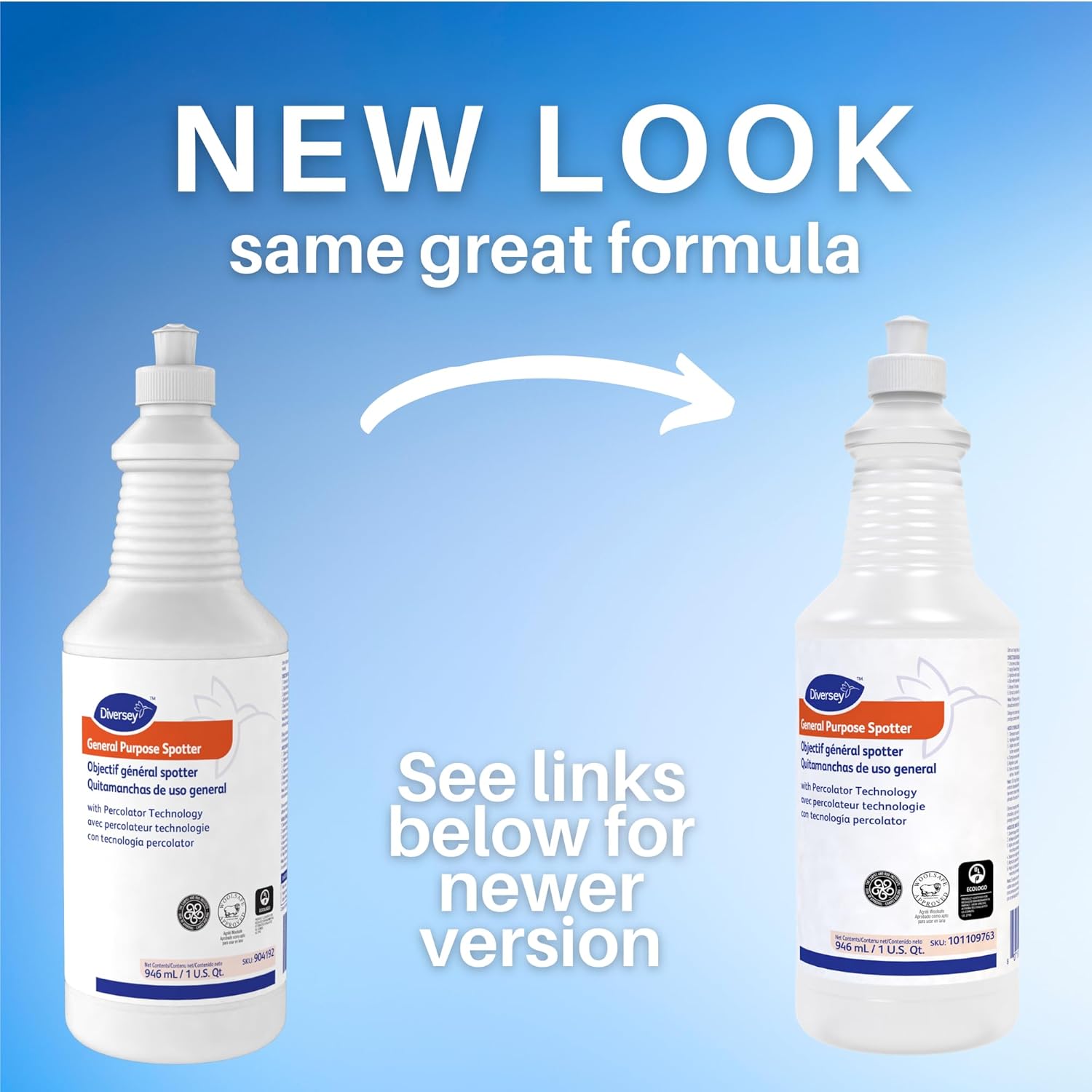 Diversey 04192 General Purpose Spotter, Floral Scent, Liquid, 1 qt. Squeeze Bottle, 6/Carton