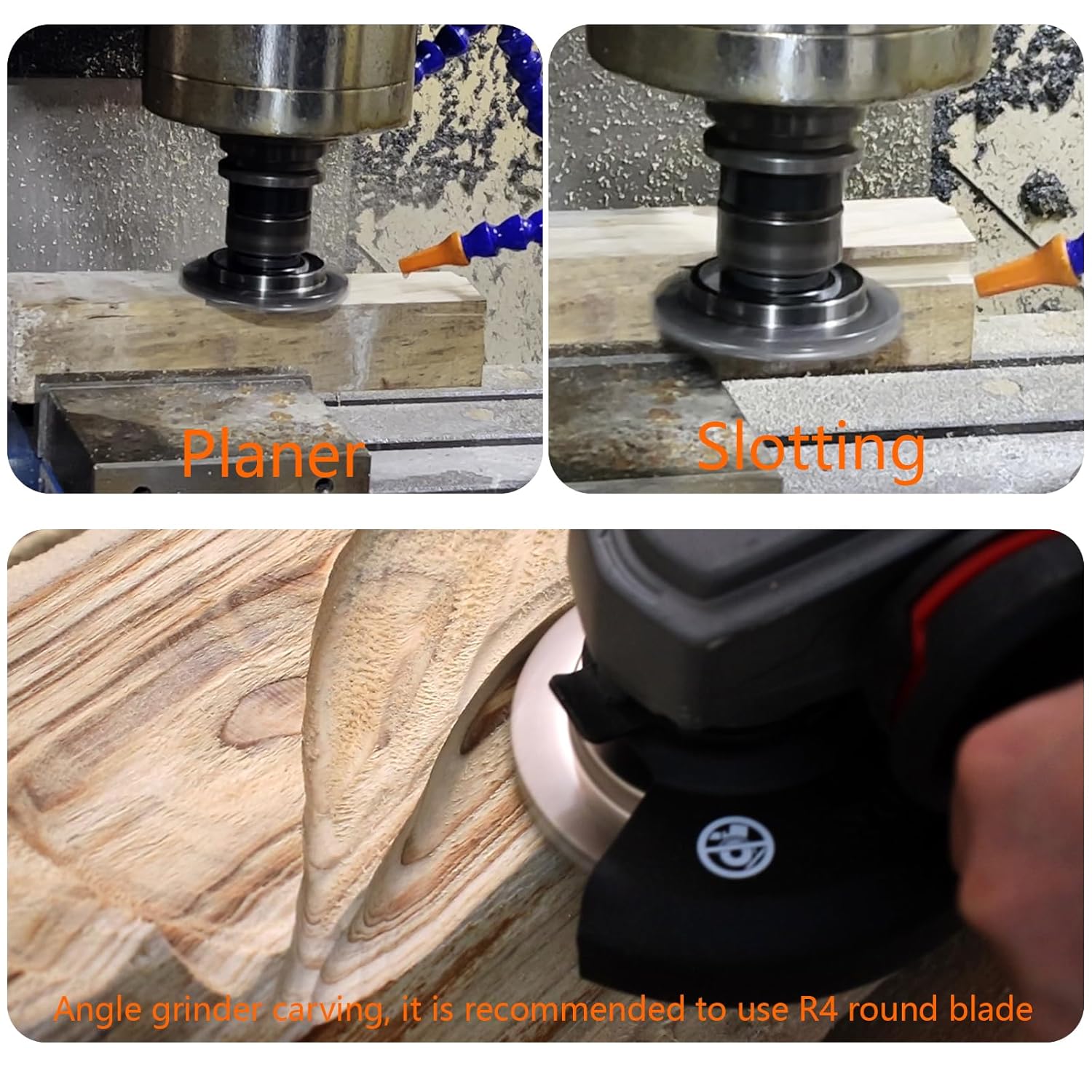 CNC Spoilboard Surfacing Router Bit, 1/2" Shank 4" Cutting Diameter, 1/2 Cutting Height, 5/8 Groove Depth Planer Bit, Used for CNC & Angle Grinder Rough Carving Woodworking Tools