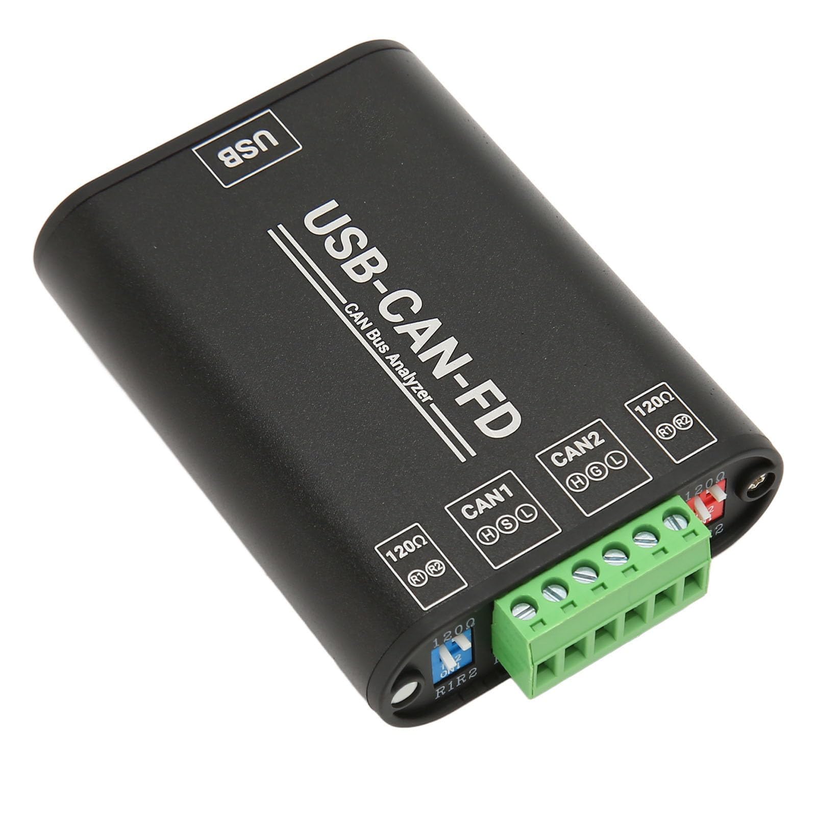 KUIDAMOS Adaptador USB a Can FD para Transmisión y Análisis de Datos Diseño Industrial Compacto con Dos Interfaces Independientes Aleación de Aluminio 96 X 104 X 70 Mm