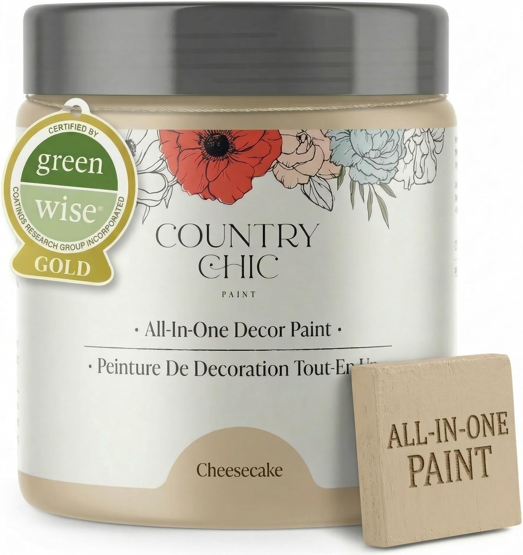 Chalk Style Paint - for Furniture, Home Decor, Crafts - Eco-Friendly - All-in-One - No Wax Needed (Cheesecake [Off White], Sample (4 oz))