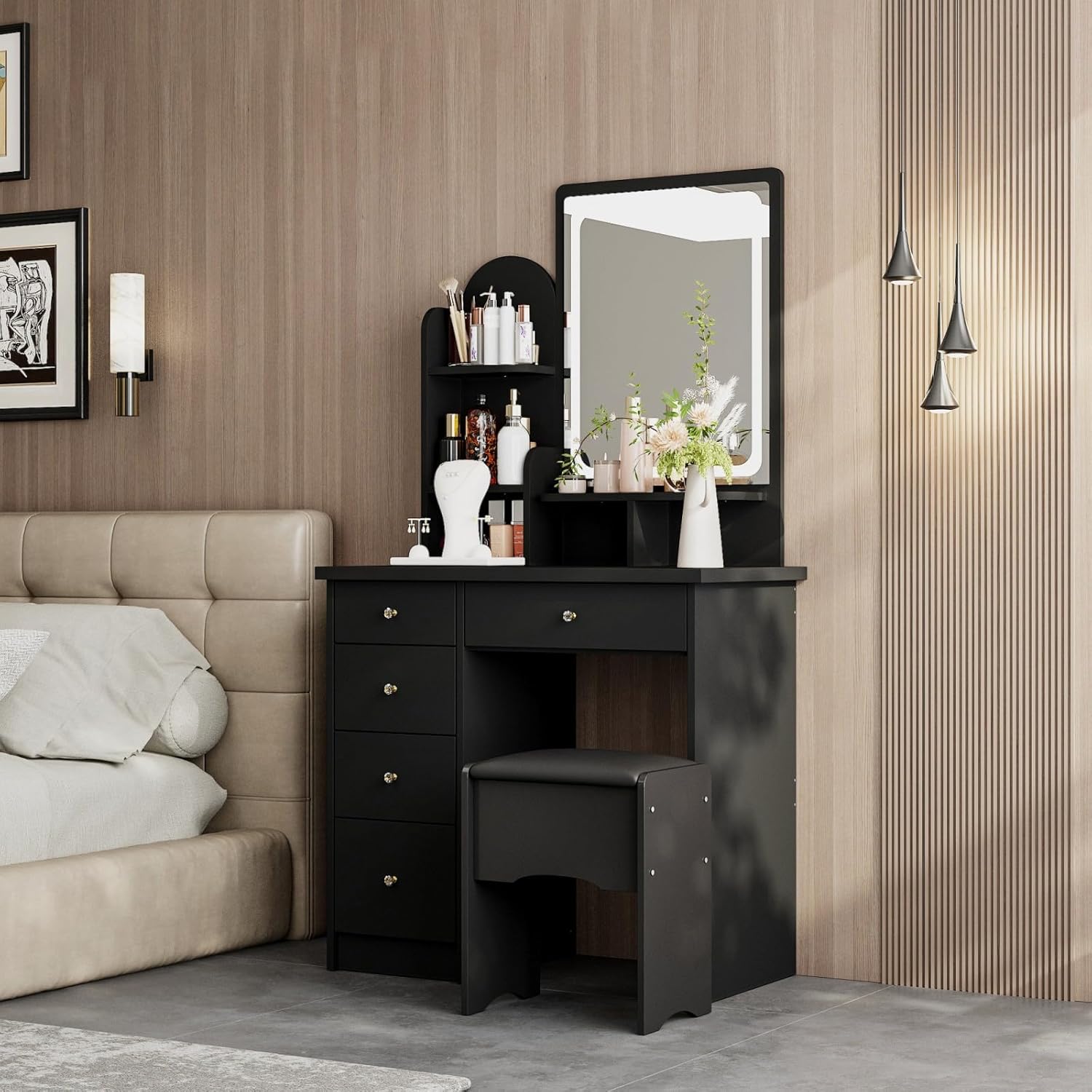 FUFU&GAGA Black Vanity Set from a different angle