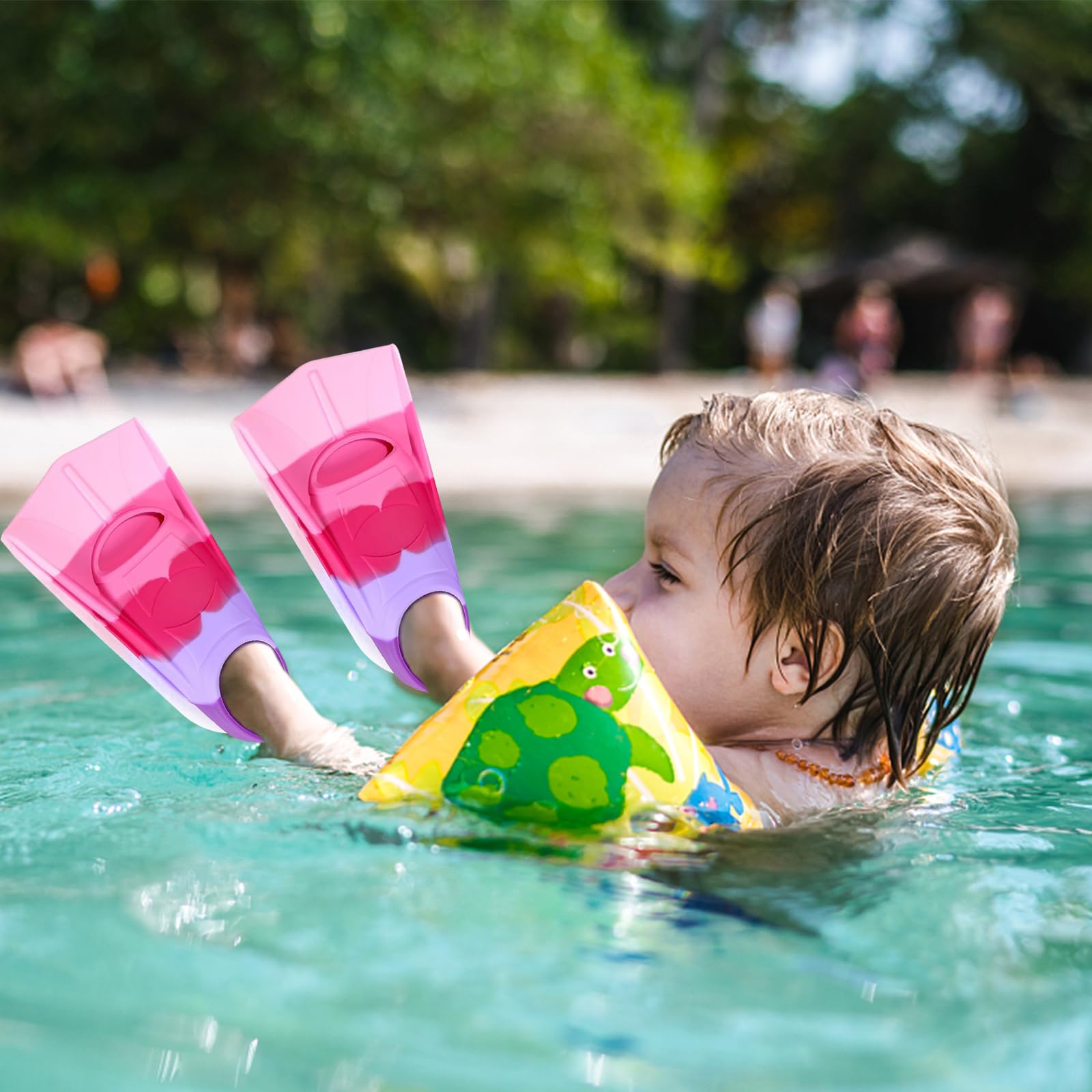 Pinne da Allenamento da Nuotoo, Pinne Corte per Bambini, Pinne da Snorkeling, Antiscivolo Pinne Corte, Gambe In Silicone Nuoto Pinne, per Piscine, Cortile, Parco Acquatico, Piscine per Bambini (M4)