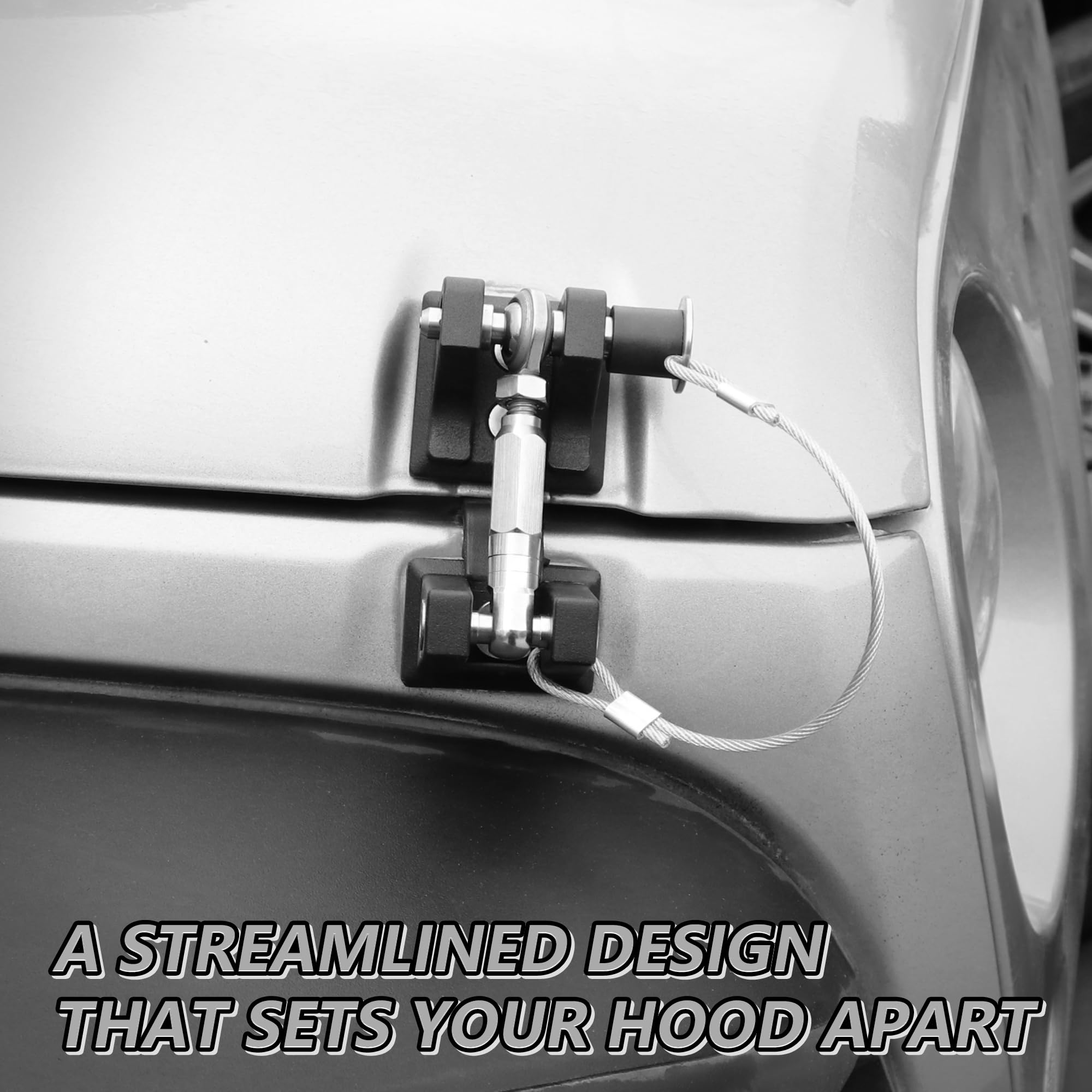 Sukemichi JK - Pestillos de capó para Jeep, pestillo de bloqueo para Jeep Wrangler JK Unlimited Sahara 2007-2017, elimina el aleteo del capó, aluminio, 1 par | Material de aluminio, para Jeep Sport Sahara Rubicon Unlimited, antirrobo, elimina el aleteo de
