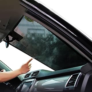 Bavokon Para-brisa retrátil – proteção solar carro, 1 peça pára-brisa pára-brisa com ventosas, acessórios interiores automóveis
