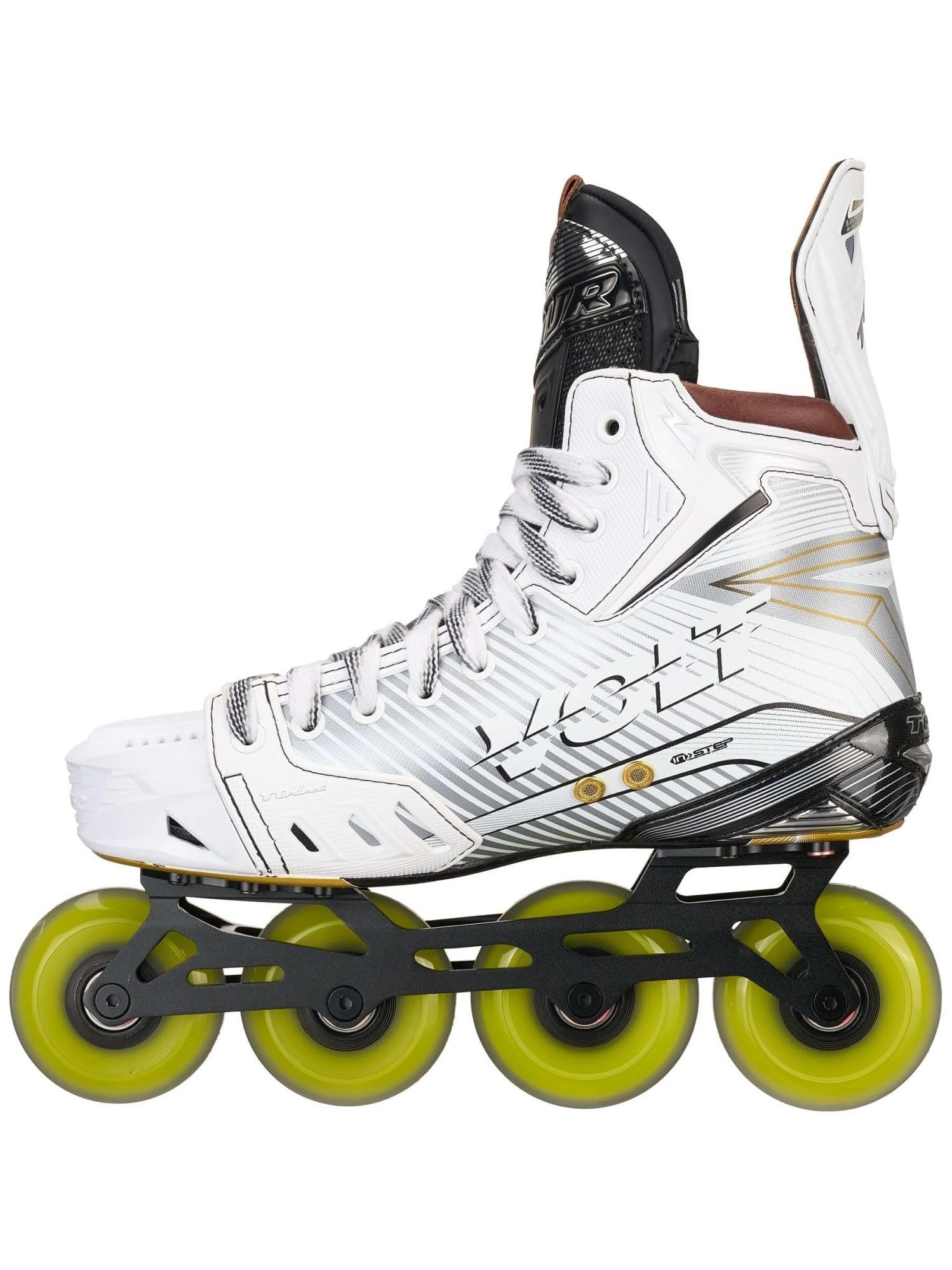 TOUR Rollhockey Schlittschuhe Volt Spitfire (Weiß/Gold, 9.5 = EU 45)