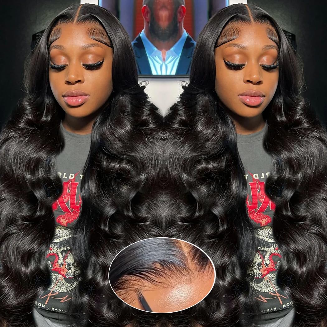 Wear and Go Glueless Wigs Pre Plucked Pre Cut 5x5 HD Lace Closure Wigs Human Hair 180% Density Body Wave Lace Front Wigs Human Hair for Women with Natural Hairline