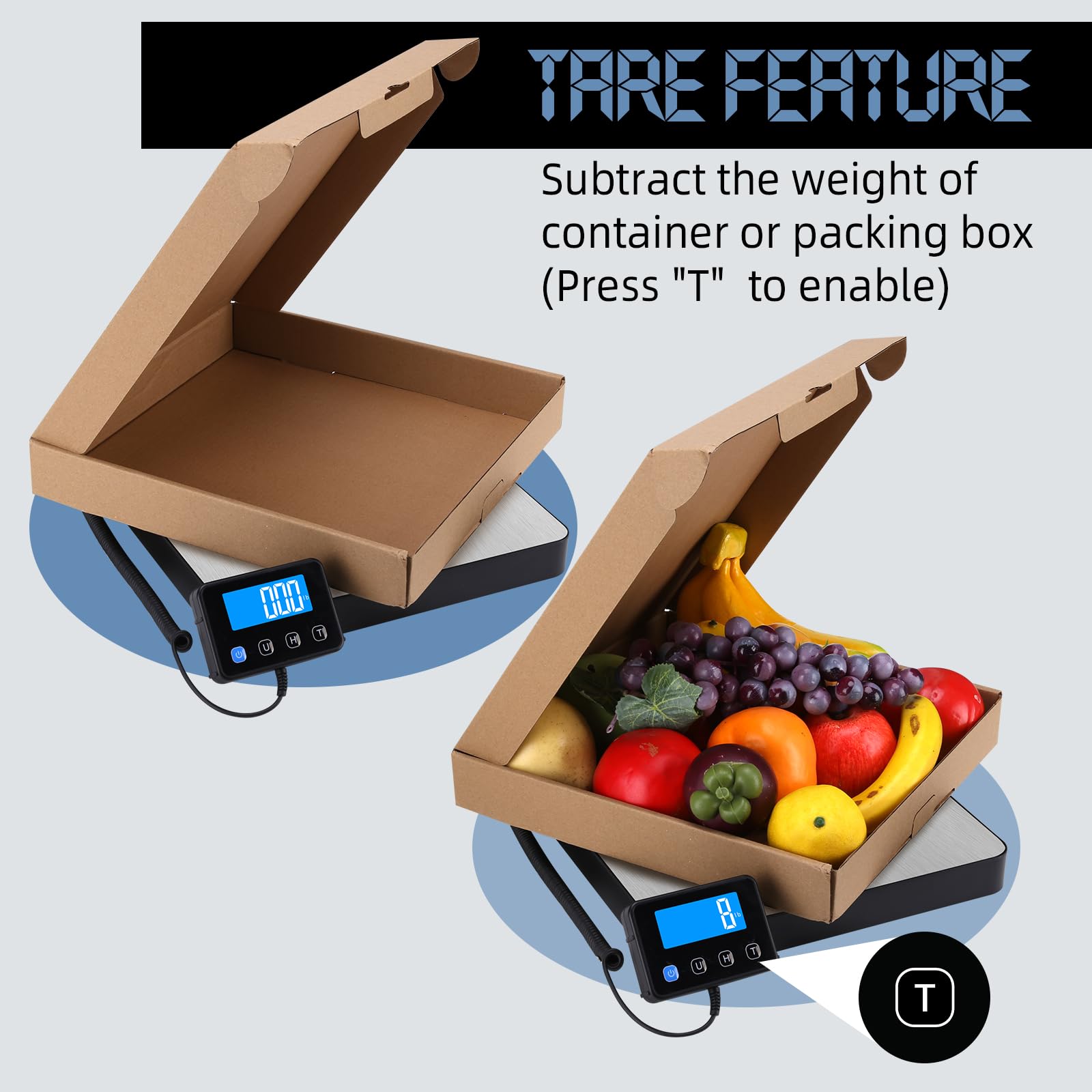Báscula para Paquetería Digital 200kg/440lb, Balanza Postal Precisión de 10g/0.35oz con Función de Retención y Tara, Balanza para de Envíos para Oficina, Paquetería, Pequeña Empresa