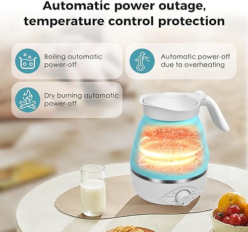 Miniatura 4 de Hervidor eléctrico plegable de viaje, 110 V, hervidor eléctrico de viaje de silicona de grado alimenticio, portátil, plegable, 850 W, agua de