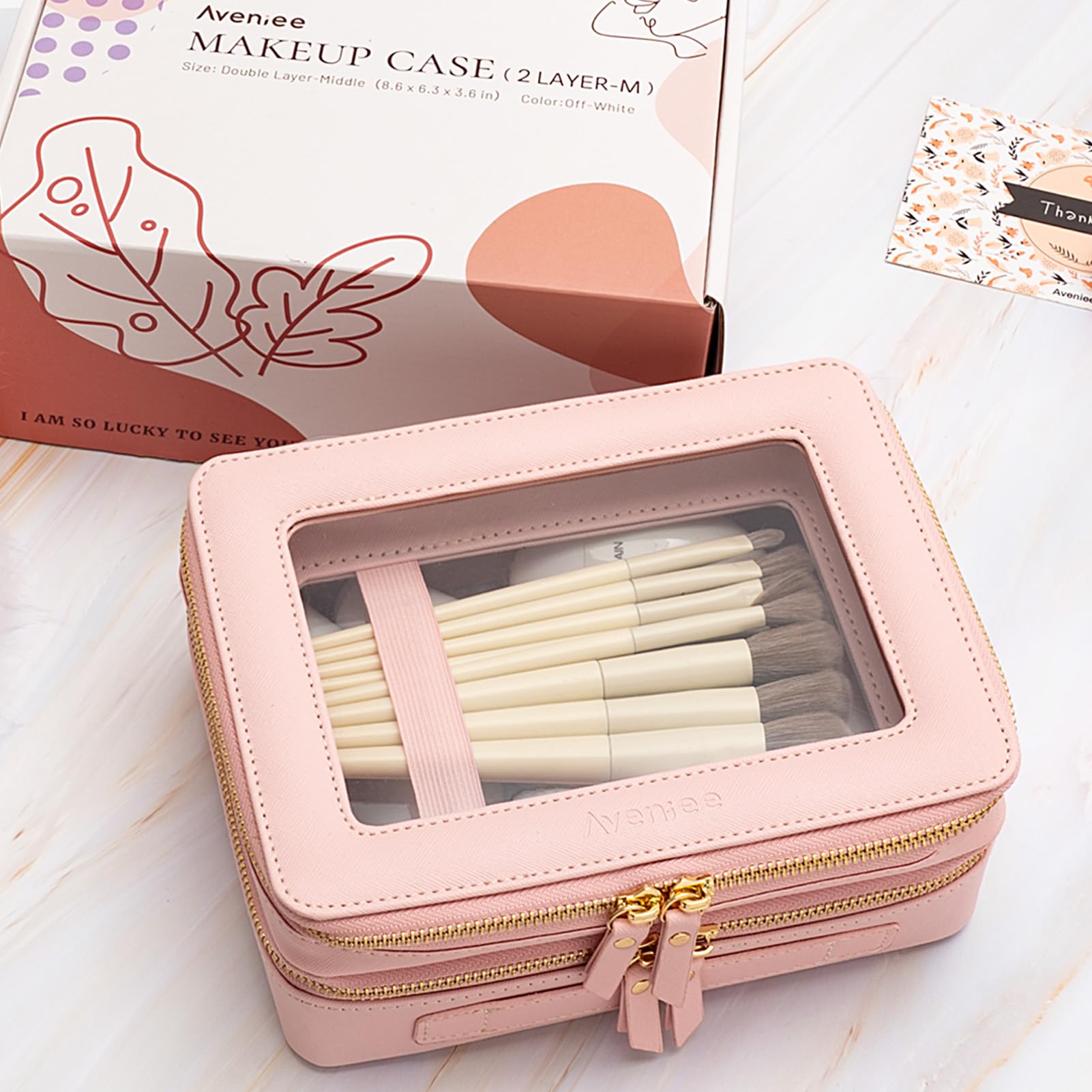 Aveniee Beauty case trasparente piccola, mini beauty case da viaggio organizer per cosmetici, approvato dalla TSA, custodia trasparente con cerniera, essenziale per auto per donne e uomini, Rosa