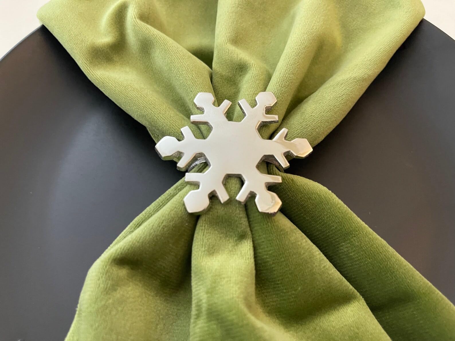 Serviettenringe mit Schneeflocken, silberfarben, Festival-Dekoration, 6 Stück