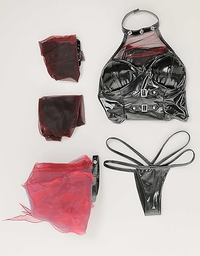 Miniatura 7 de miccostumes Vestido halter de anime para mujer, falda de tul negra, disfraz de cosplay con mangas