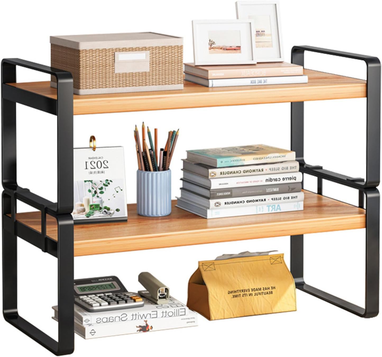 KUAIYU 2Tier Desktop Shelf Organizer, Adjustable Mini Desk