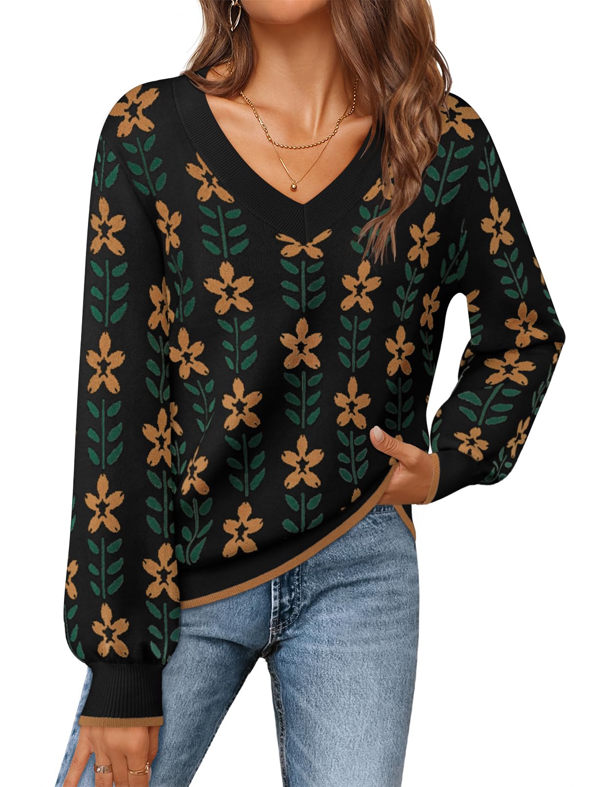 MEROKEETY Womens 2025 Fall Long Sleeve Sweater V Neck Winter Tops Casual Lightweight Knit Pullover Shirts