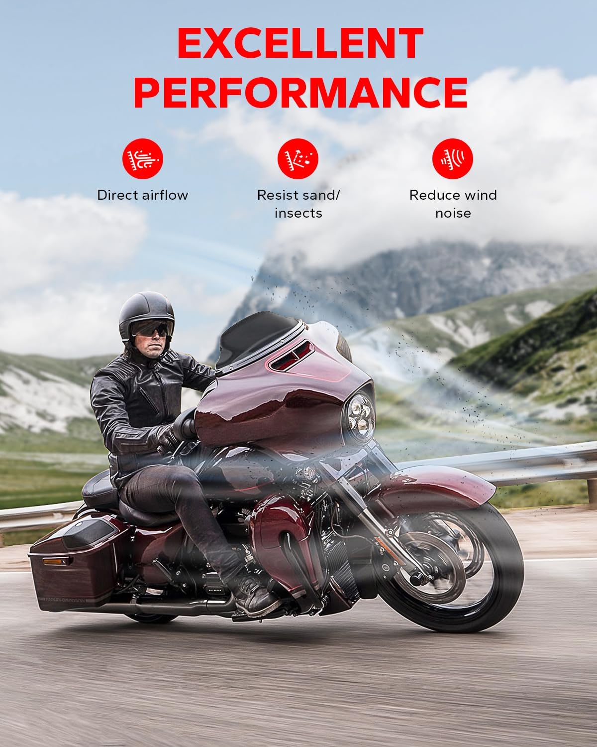 Amazicha Black 7" Wave Windshield Windscreen Compatible for 2014-2023 Harley Davidson Touring Street Glide/Electra Glide/Ultra Limited/Tri Glide FLHT FLHX FLHXS FLHTK Black 7''