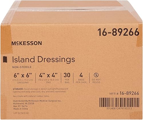 Vista 7 de McKesson Apósito adhesivo no tejido, almohadillas de gasa no estériles, 6 x 6 pulgadas, 1 unidad, 30 paquetes, 30 en total