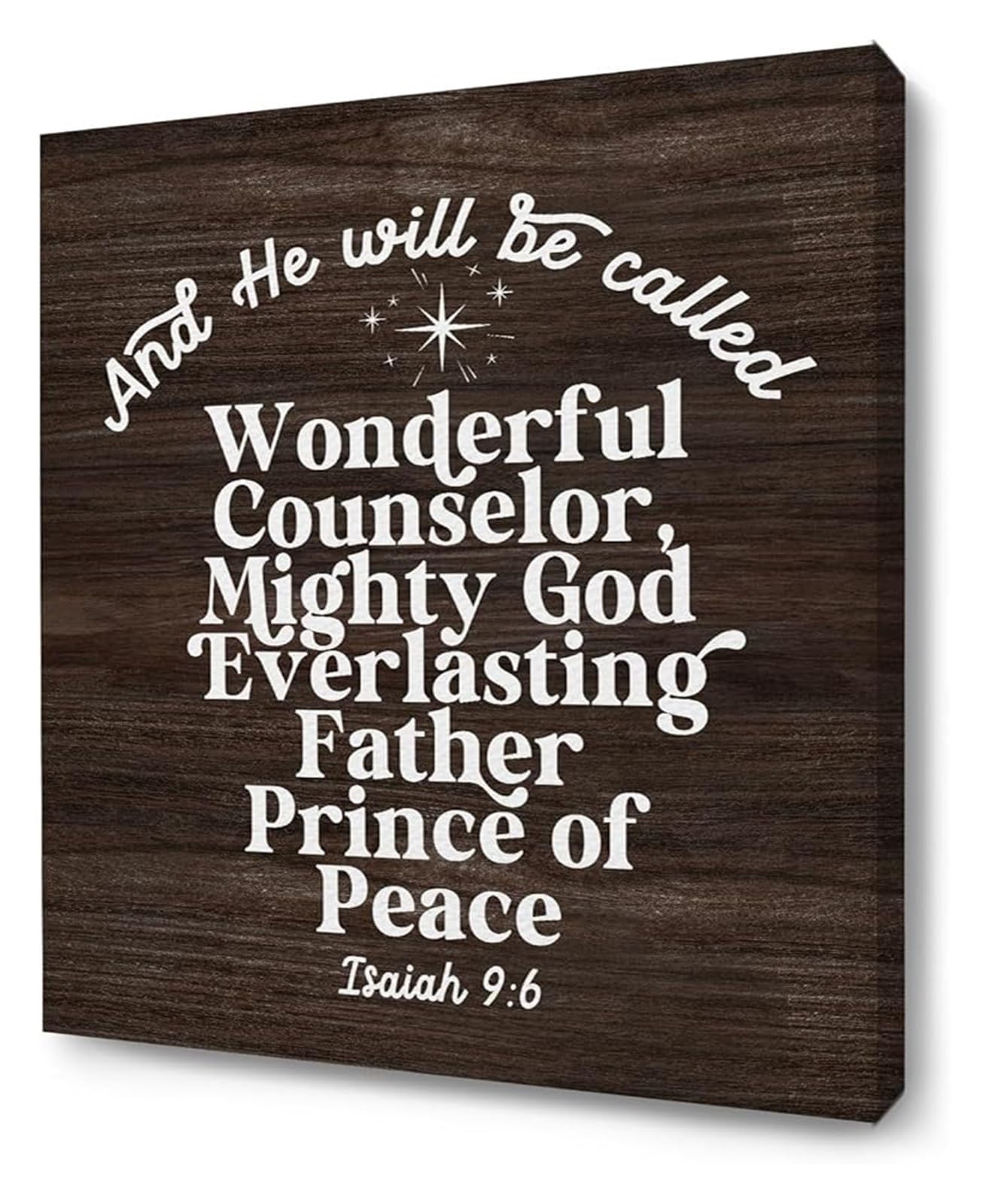Christian Christmas Wall-Art Canvas Bible Verse Isaiah 9 6 Rustic Religious Scripture Decor for Home(Framed,16x24inch(40x60cm))