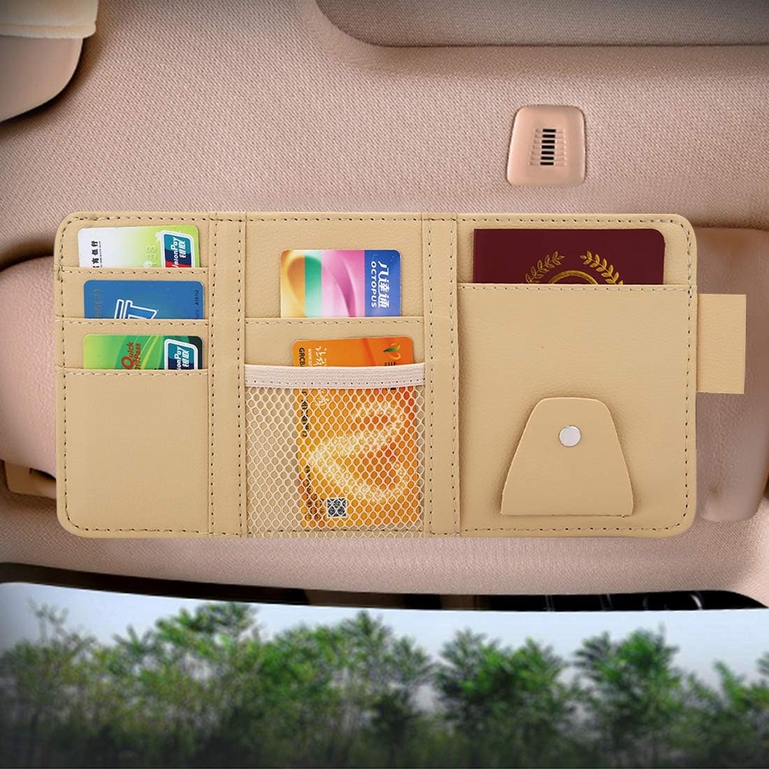 Car Storage Universal Car Sun Visor Board Paper Tissue Box CD Storage Case Holder Card Bag Organizer, for Most Cars (Color : Black) : Automotive