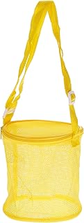 PATIKIL Mesh Beach Bag, Sea Shells Mesh Tote Sand Boxes Collecting Nets Bags with Zipper for Travel, Yellow