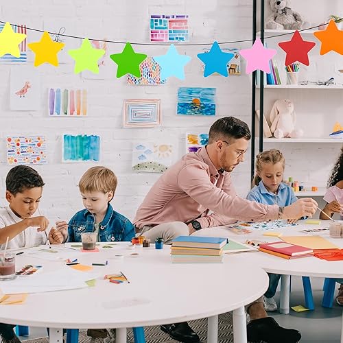 Miniatura 5 de 72 piezas de papel con recortes de estrella, papel colorido de estrellas de 6 pulgadas, decoración de tablón de anuncios de Star Wars para fiestas,