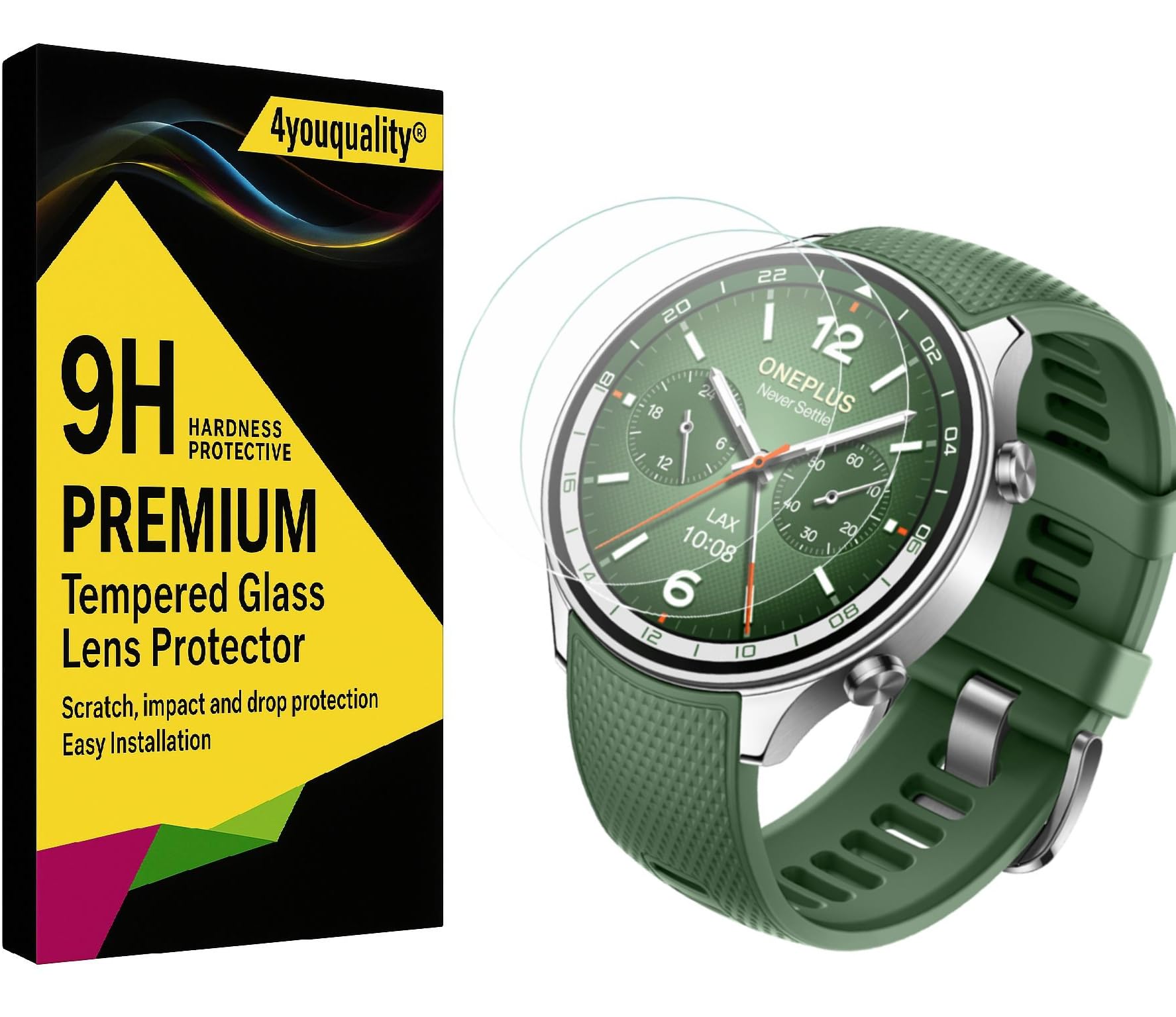 4youquality Military-Grade Gorilla Tempered Glass for OnePlus Watch 2R (Transparent) | Edge-to-Edge Full Screen Coverage | 9H Hardness | HD Clear | Scratch Resistant | Pack of 2-image-8