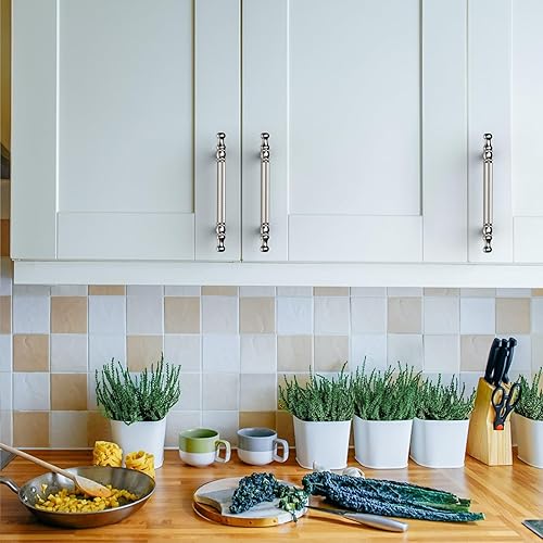 Miniatura 4 de Asidrama Paquete de 10 manijas de gabinete de cocina doradas moleteadas de 3.75 pulgadas (3.780 in), tiradores de gabinete, accesorios de gabinete