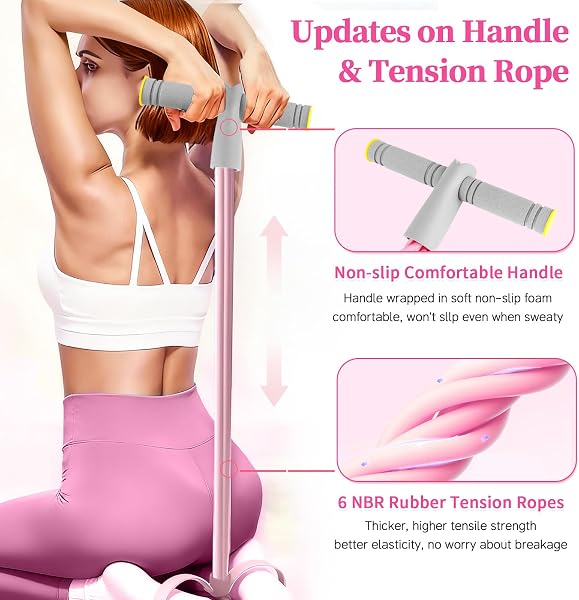 Pedal Resistance Bands with Handles, Durable 6-Tubes Multifunction Pedal Resistance Band, Natural Rubber Foot Pedal Resistance Bands, Fitness Resistance Bands for Abdomen, Waist, Arm, Leg - 3