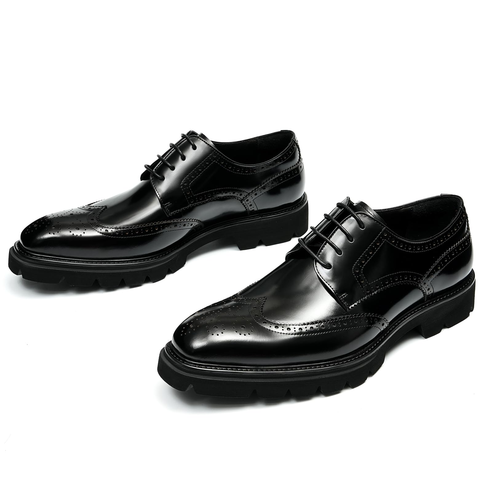 Brogues en Cuir pour Hommes Chaussures de Ville Derbys Affaires Décontractées Chaussures Habillées Formelles Bureau Mariage