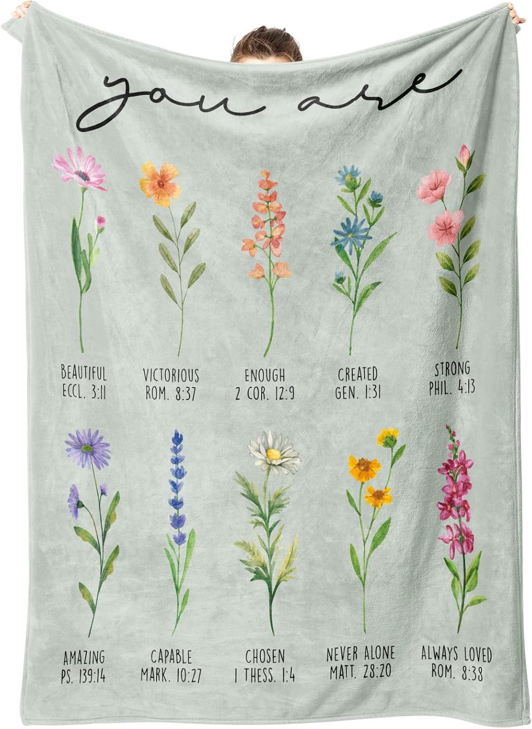 Christian Gifts for Women Birthday, Christian Blanket with Flowers
