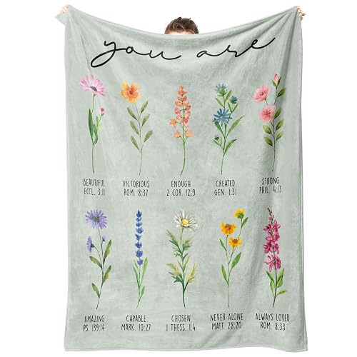 Christian Gifts for Women Birthday, Christian Blanket with Flowers |