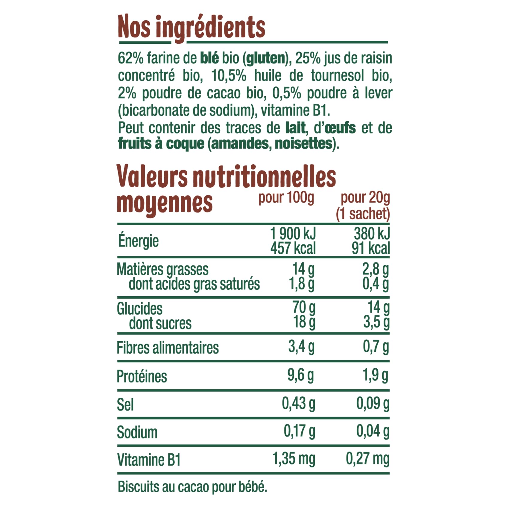 GOOD GOÛT - Les Biscuits Tout Ronds Cacao - Biscuits Bébé - Dès 10 Mois - Sans Huile De Palme - 4 Sachets - Lot de 6 - 2