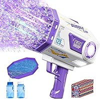 Vista 11 de Ametralladora de burbujas mejorada, solución integrada, soplador automático, más de 8000 burbujas por minuto para niños y adultos, juguetes de Azul