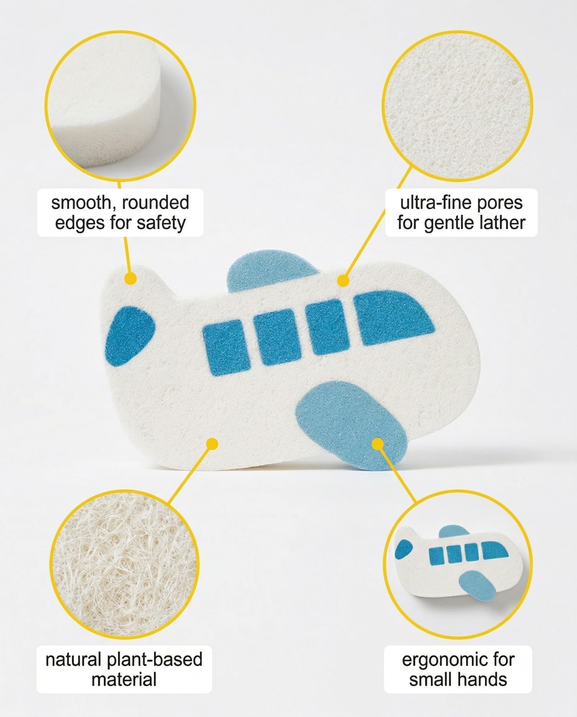 Esponjas Baño y Ducha Bebé, 4 Piezas, Extra Suaves y Naturales | Hipoalergénicas para Piel Sensible de Recién Nacidos y Niños — view 5