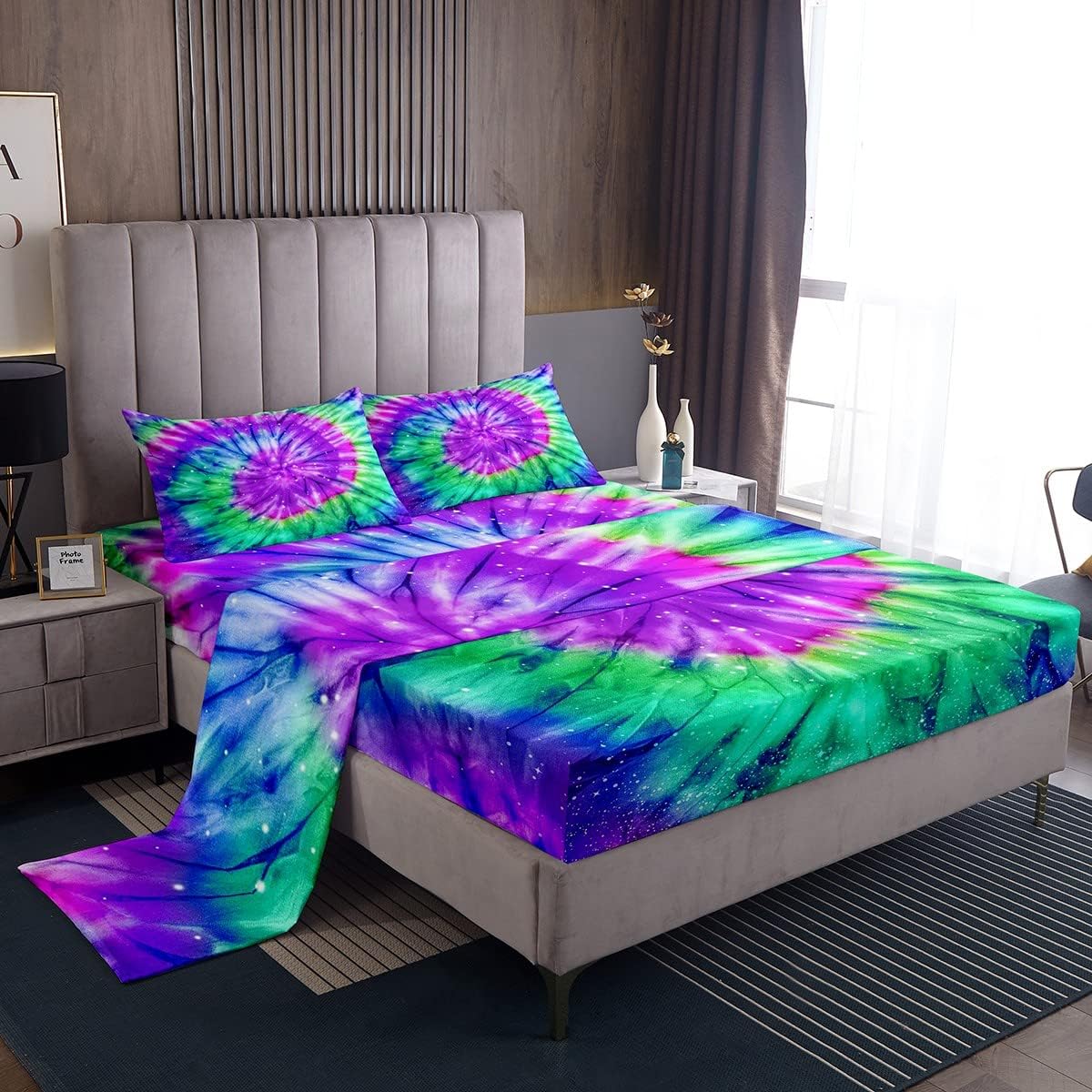 Erosebridal Tie Dye Bed Sheets Psychedelic Spiral Fitted