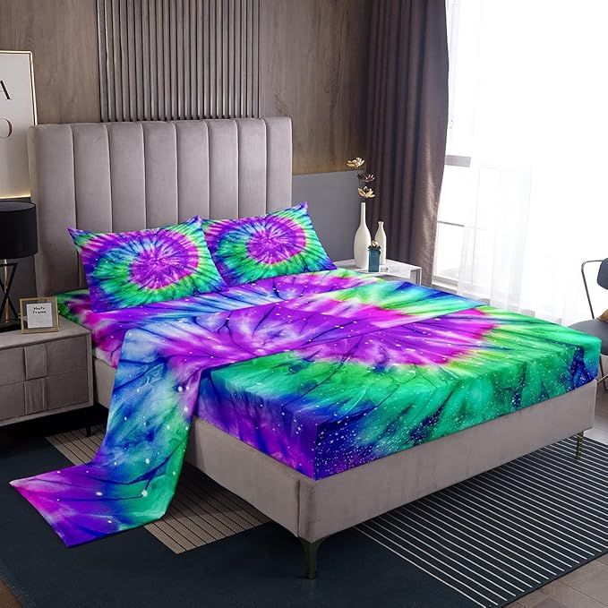 Erosebridal Tie Dye Bed Sheets Psychedelic Spiral Fitted