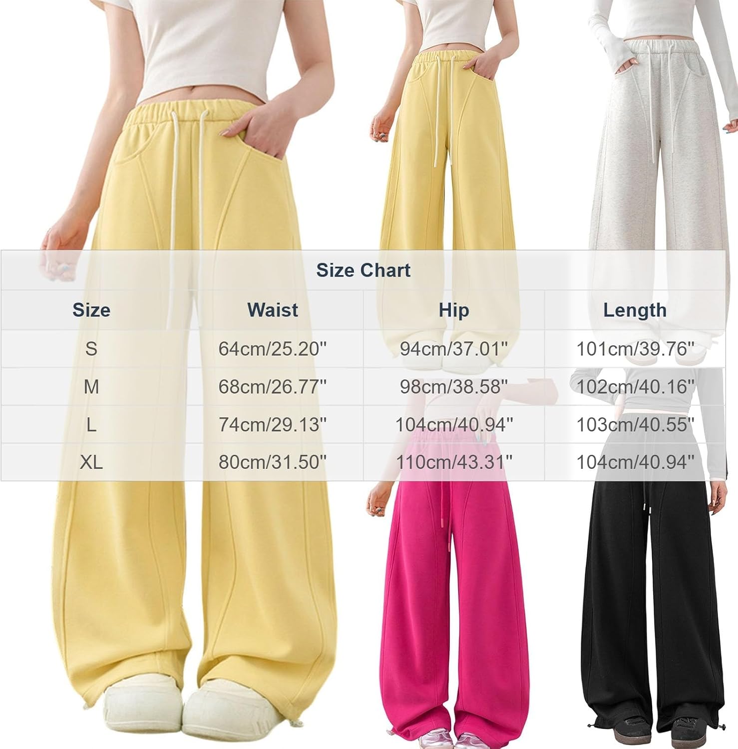 Women's Drawstring Elastic Waist Sweatpants Wide Leg Athletic Pants Casual Loose Fit Workout Lounge Sweatpants